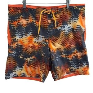 Nike Swim Short Trunks Suit Snake Skin Black Orange Print Men's Shorts Medium